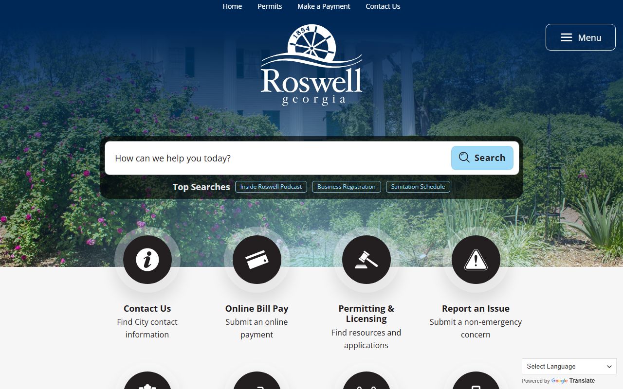 Roswell Georgia city view with Fulton County property tax records information