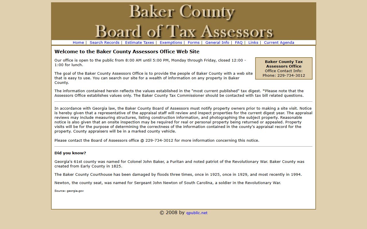 Newton Georgia downtown area in Baker County showing the county seat