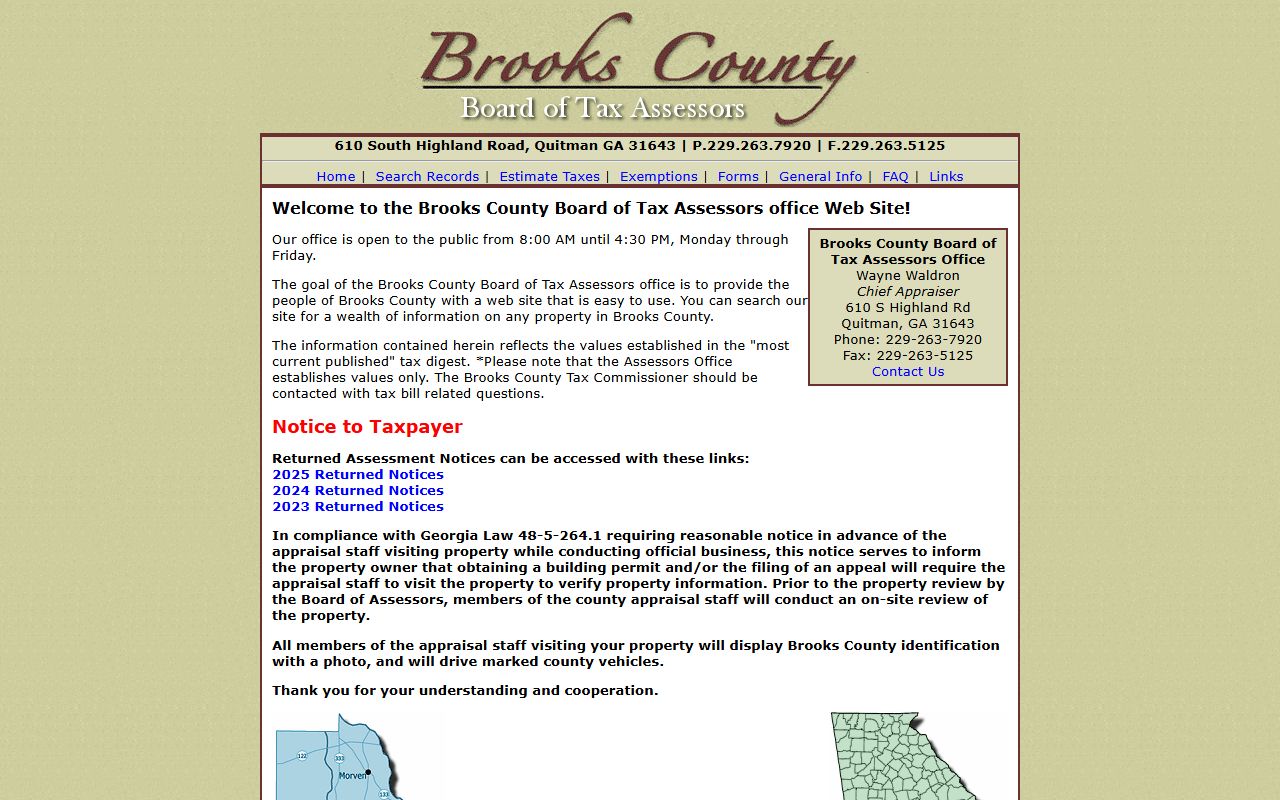 Brooks County Georgia courthouse in Quitman for property tax records