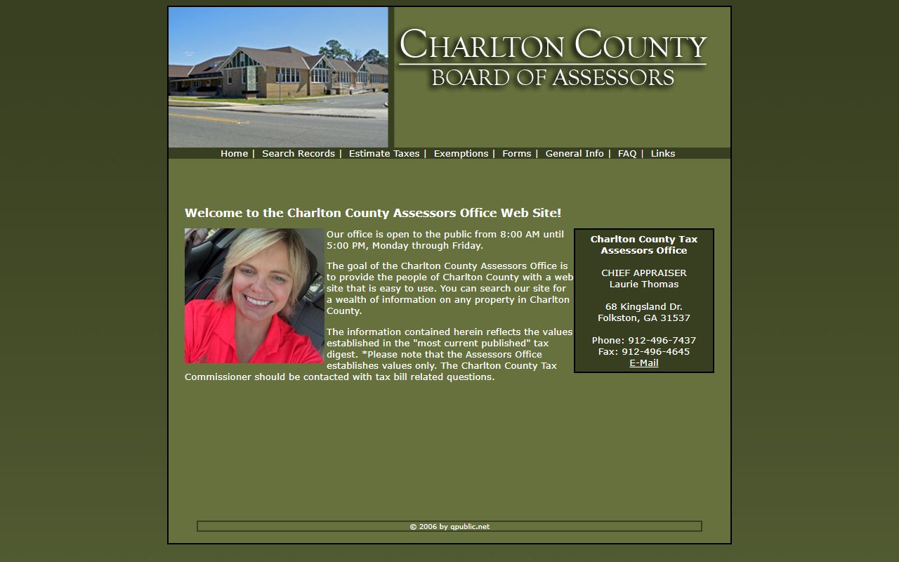 Charlton County property tax records showing rural land in Folkston area