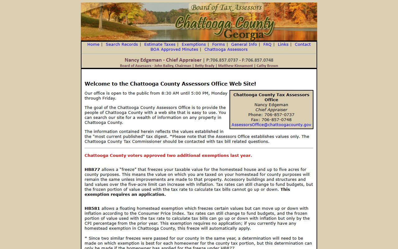 Chattooga County Georgia courthouse in Summerville for property tax records