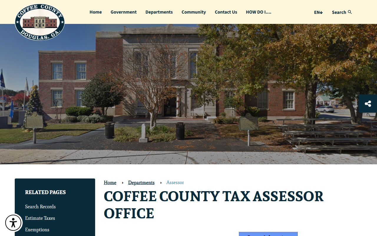 Douglas Georgia area showing Coffee County government buildings and services