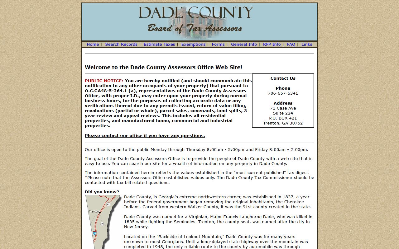 Trenton Georgia downtown area in Dade County showing the county seat