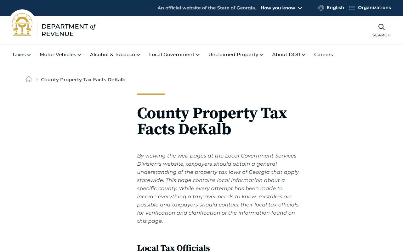 Georgia Department of Revenue DeKalb County property tax facts