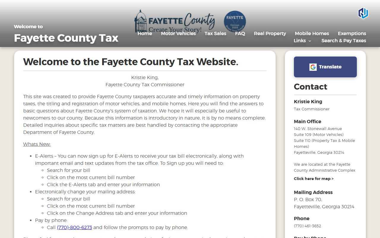 Fayette County Tax Commissioner office building in Fayetteville