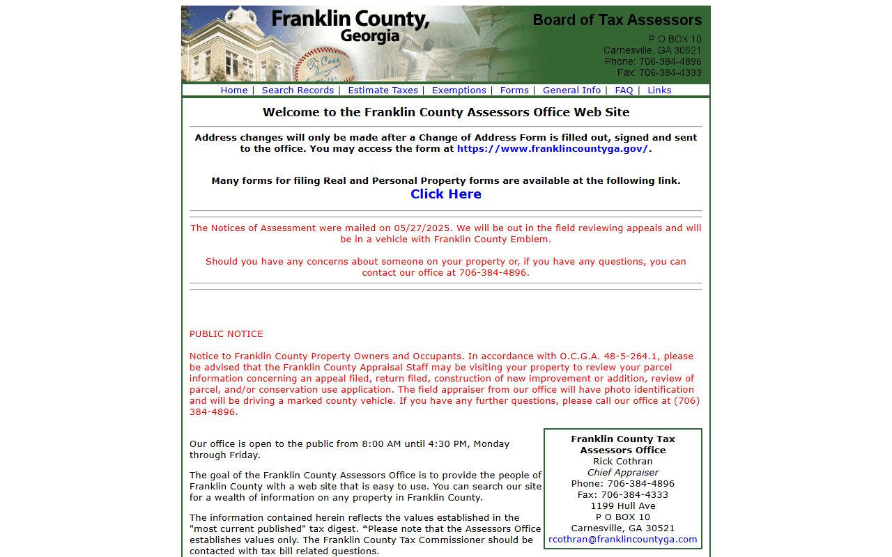 Carnesville Georgia showing downtown area and Franklin County government buildings