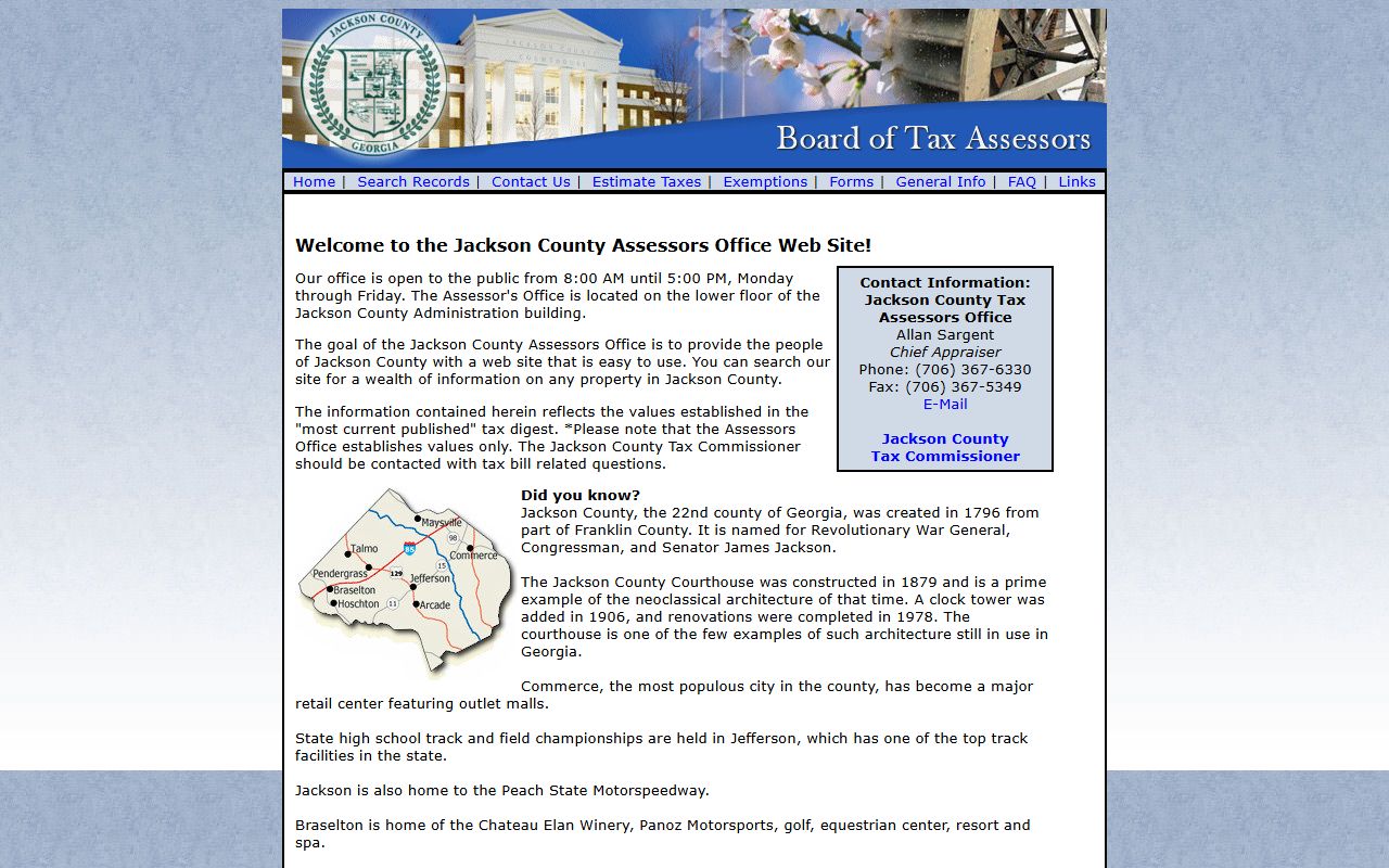 Jackson County Georgia QPublic property tax records search portal for Jefferson area