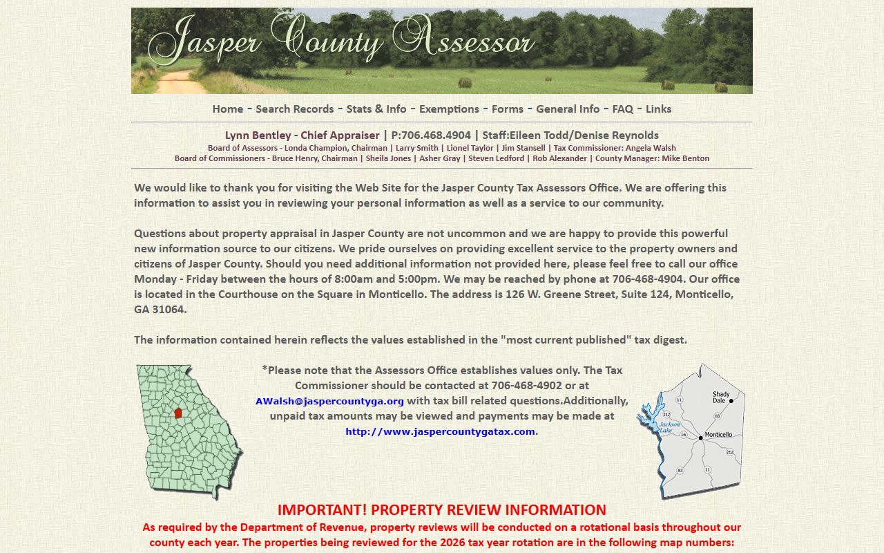 Jasper County Georgia courthouse in Monticello for property tax records
