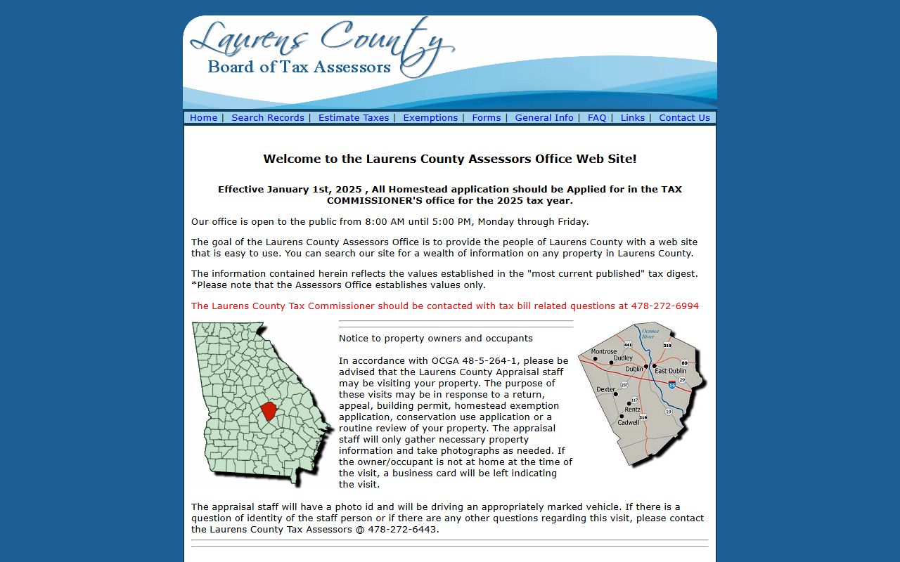 Laurens County Georgia courthouse in Dublin for property tax records and assessment services