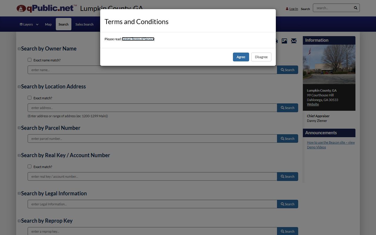 Lumpkin County Tax Assessor office building in Dahlonega Georgia