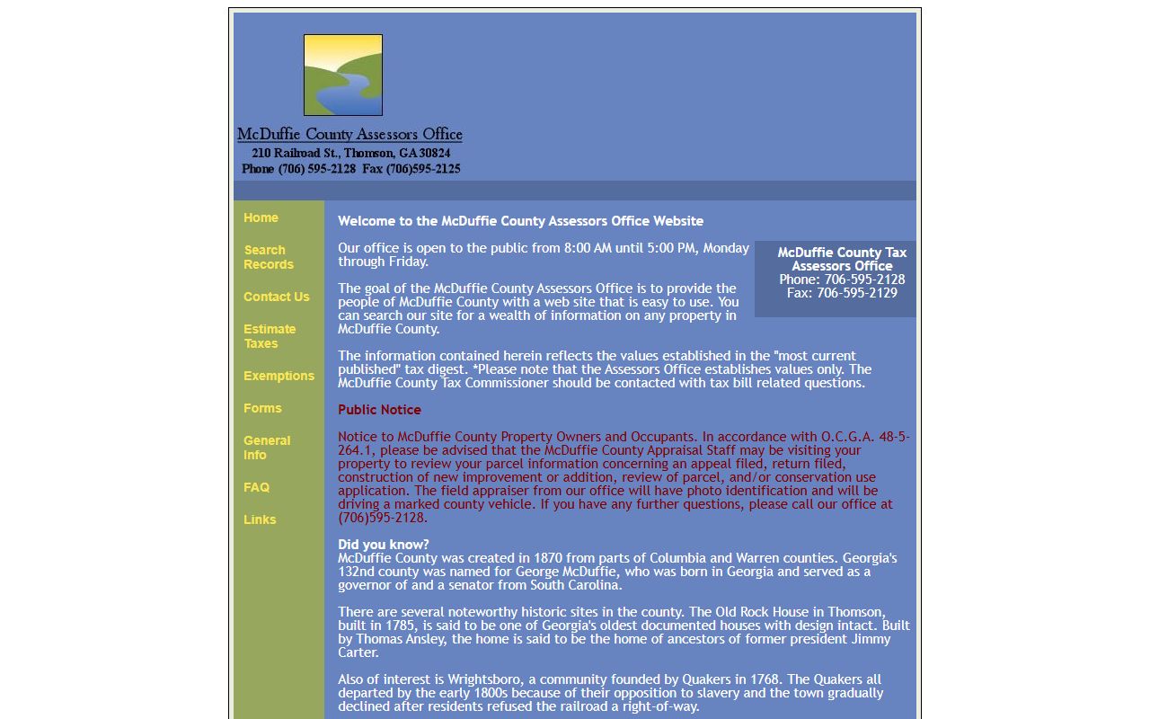 Thomson Georgia downtown showing McDuffie County government buildings and courthouse