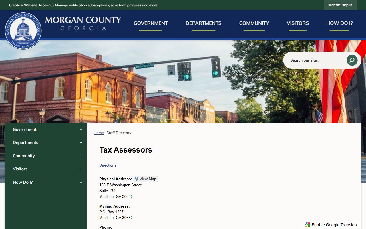 Morgan County Georgia Tax Assessor office in Madison for property tax records