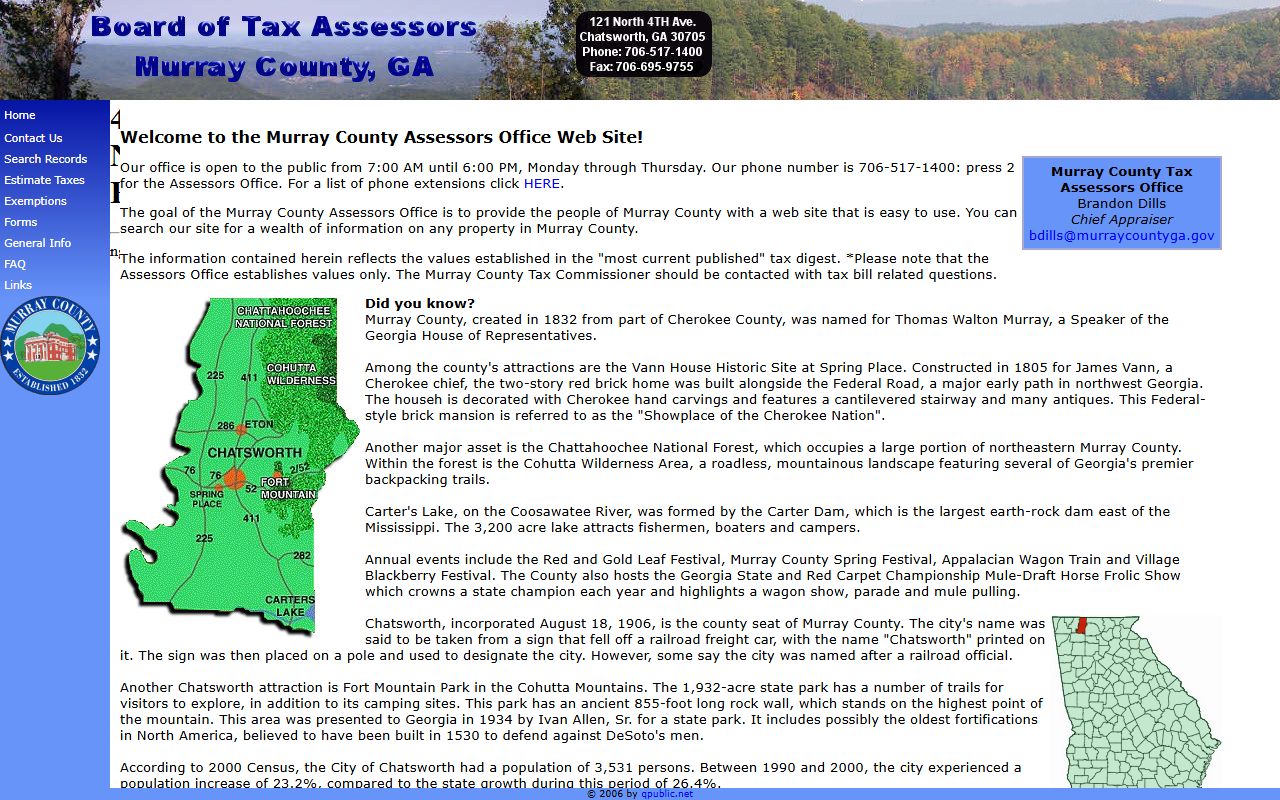 Historic courthouse and government buildings in Chatsworth serving Murray County property tax services