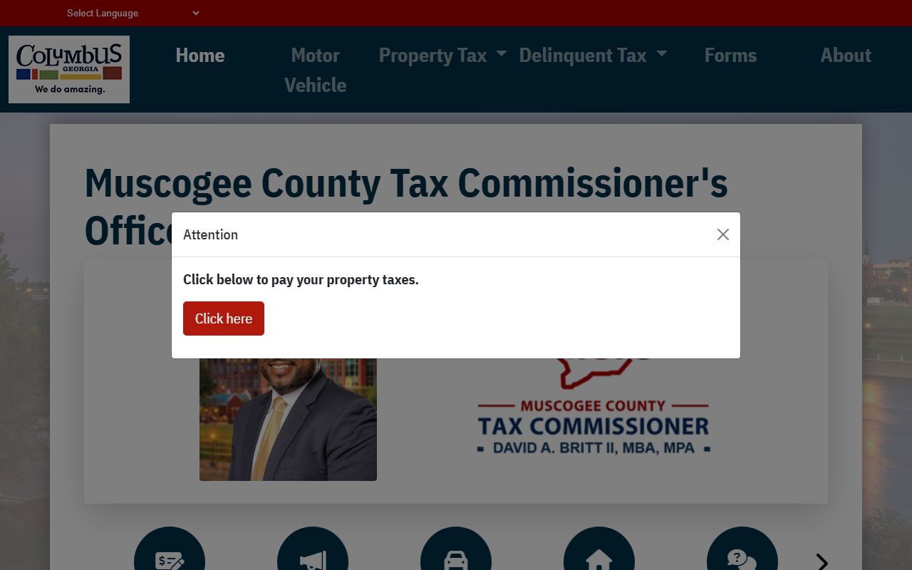 Muscogee County Tax Commissioner office for property tax payments