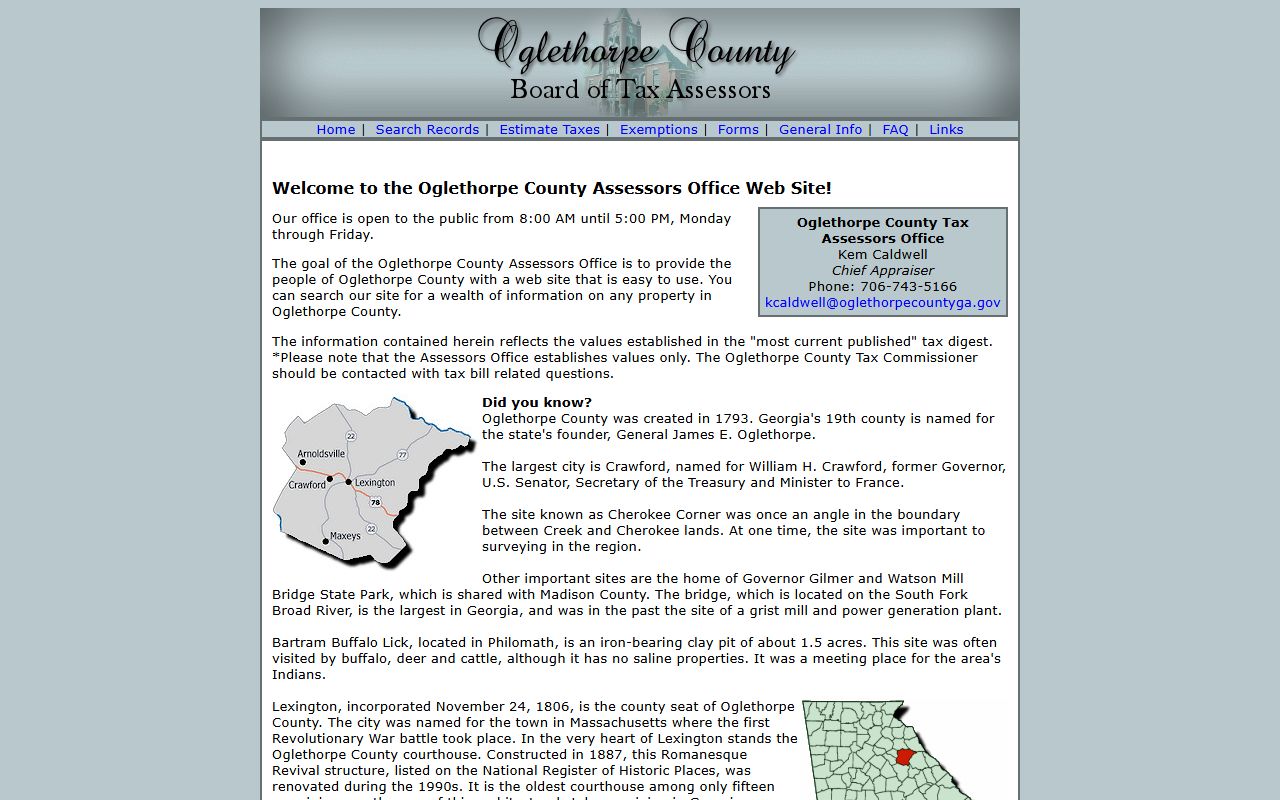 Oglethorpe County courthouse and property tax offices in Lexington Georgia