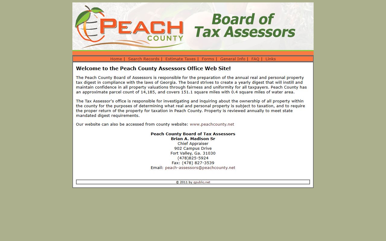 Peach County Georgia property tax records and Fort Valley county seat location