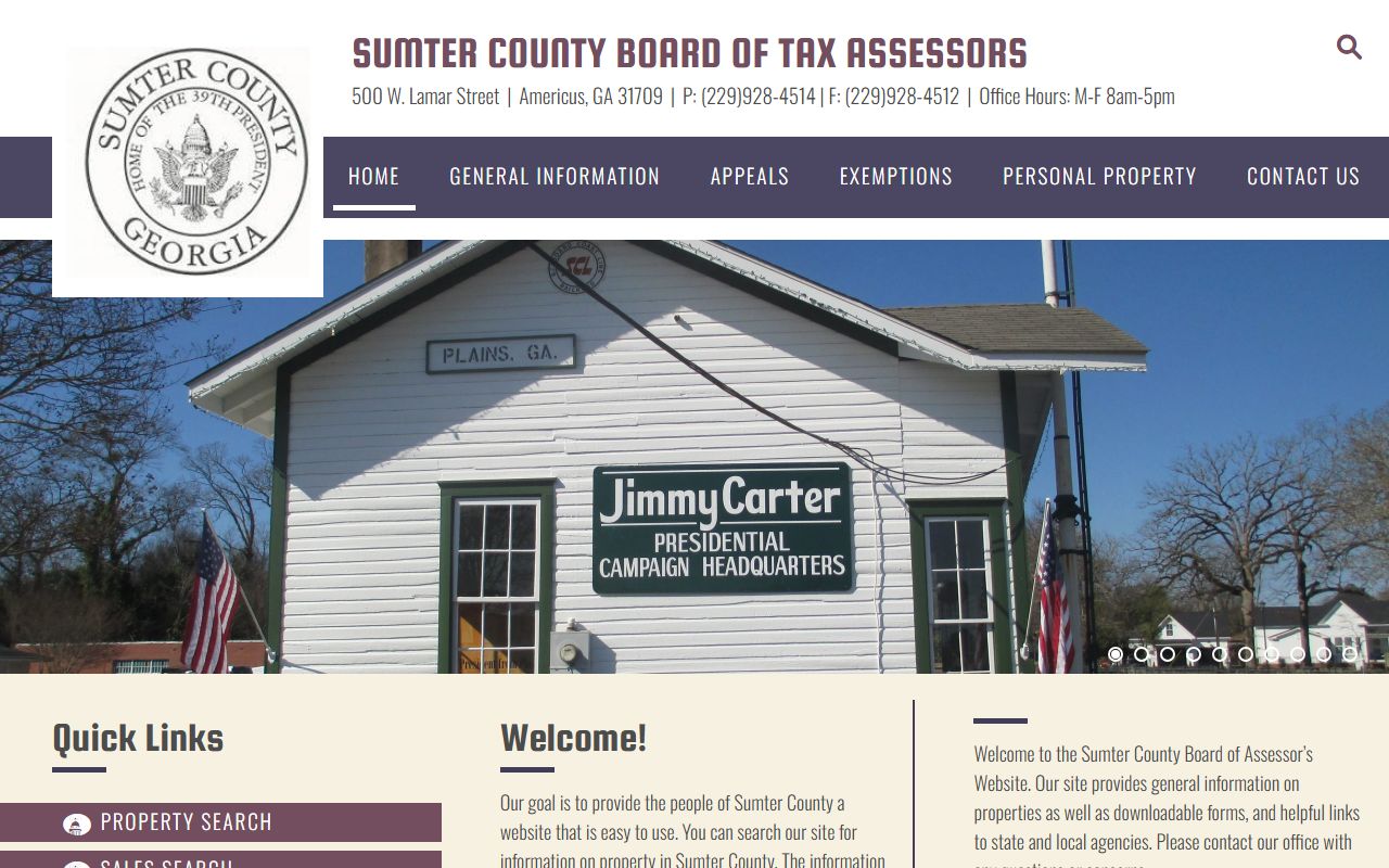 Sumter County Government building in Americus Georgia where property tax records are maintained