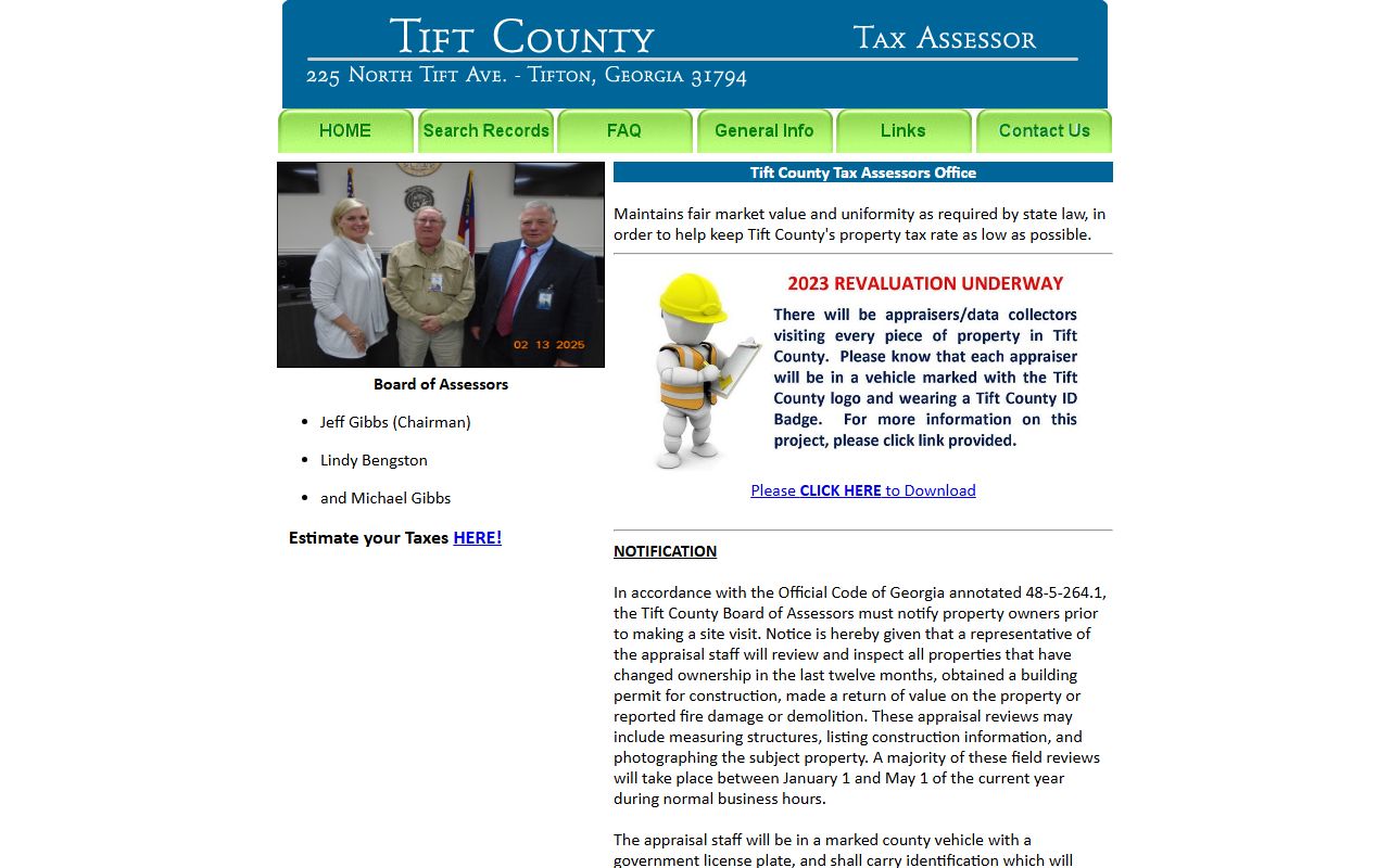 Tift County Georgia courthouse and government buildings in Tifton for property tax records