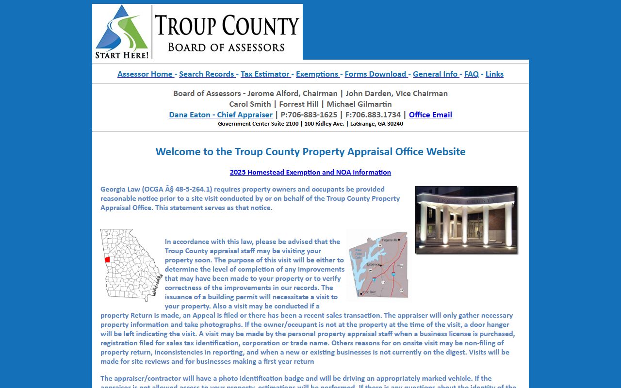 LaGrange Georgia downtown area showing Troup County government buildings and courthouse